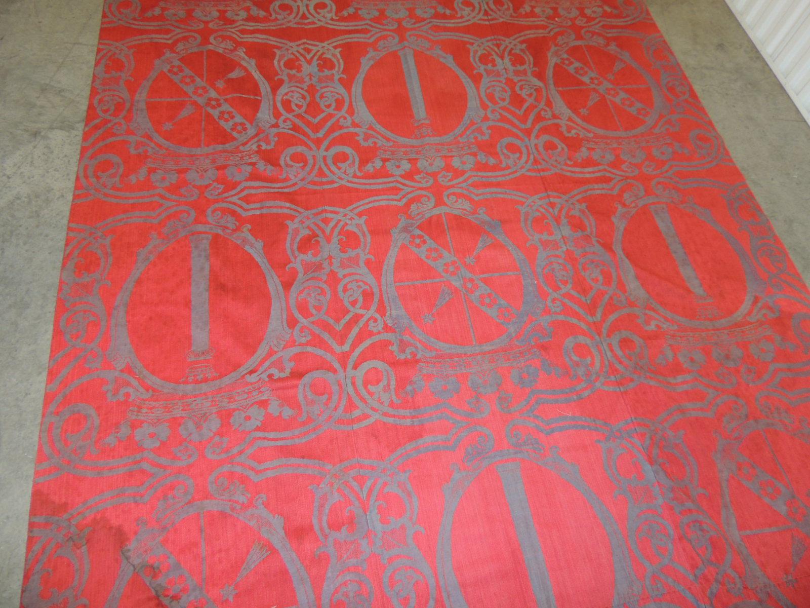 Hand-Crafted Large Scale Grey and Red Woven Textile Panel
