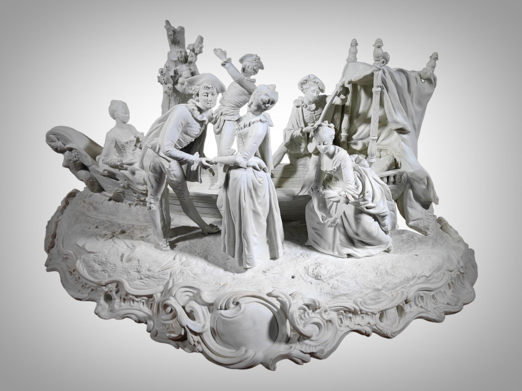Monumental Group in Sevres Porcelain Signed : Boucher In Good Condition For Sale In Madrid, ES