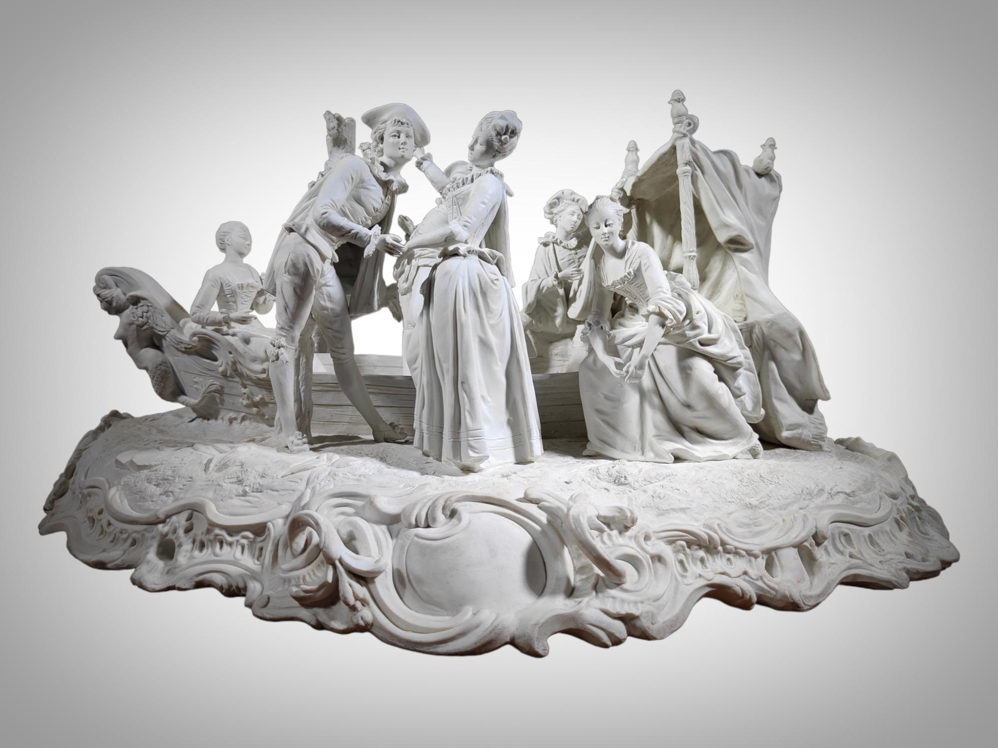 Monumentale Gruppe aus Sevres-Porzellan, signiert: Boucher (19. Jahrhundert) im Angebot