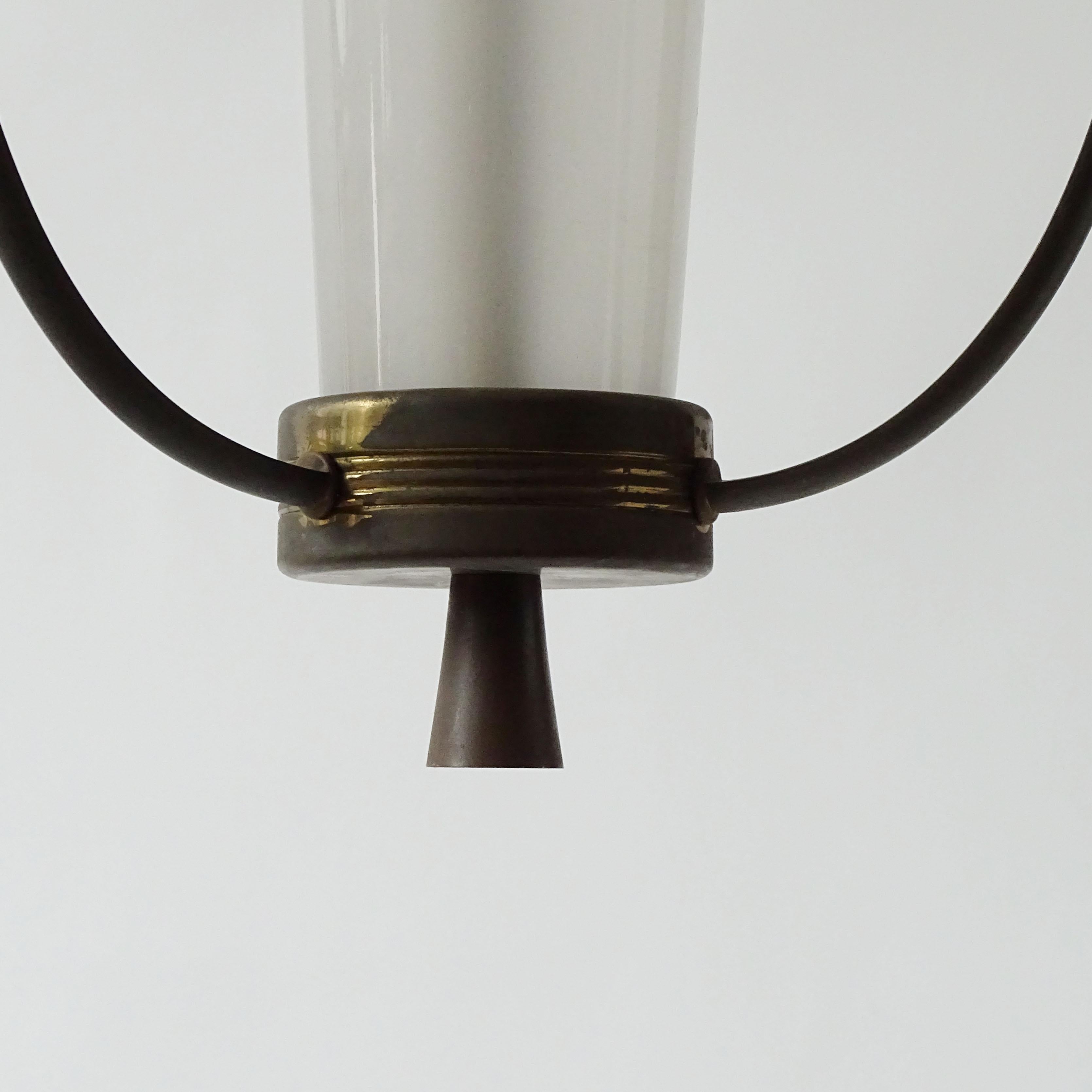 Monumental Guglielmo Ulrich Ceiling Lamp in Brass and Glass, Italy 1940s In Good Condition For Sale In Milan, IT