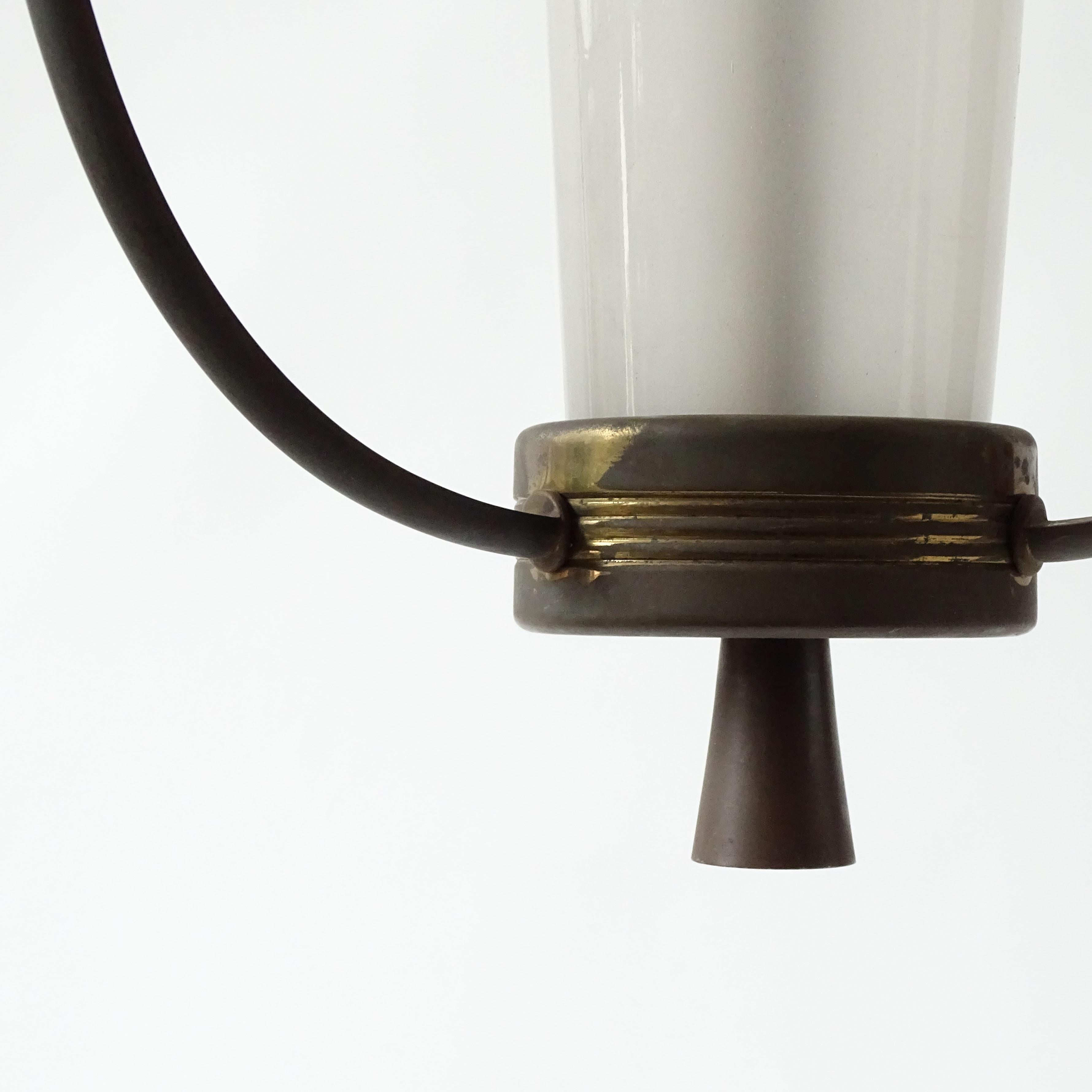 Monumental Guglielmo Ulrich Ceiling Lamp in Brass and Glass, Italy 1940s For Sale 3