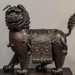 Monumental Hammered Copper Chinese Foo Dog