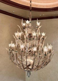 Monumental Hand-Blown Glass Chandelier, Attributed to Seguso Vetri d'Arte
