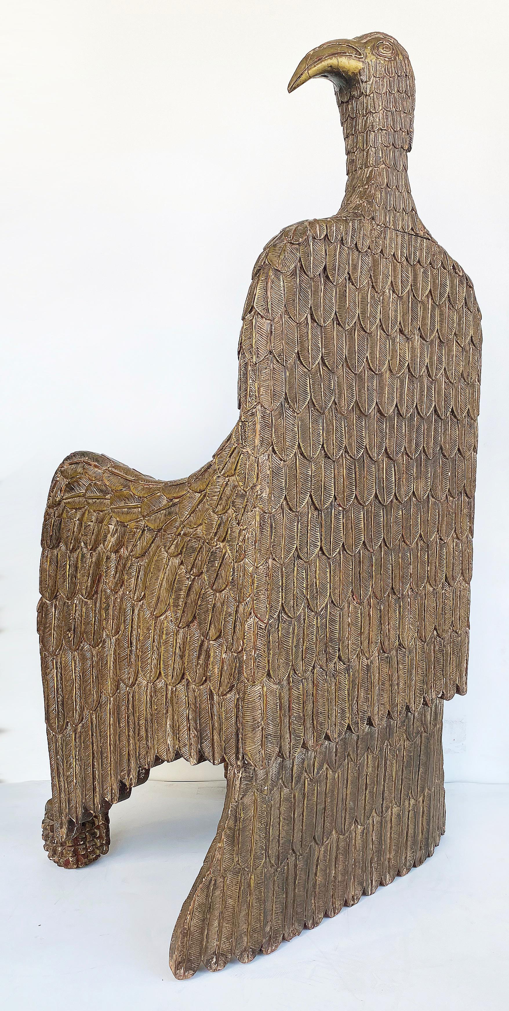 Hand-Carved Monumental Hand Carved Giltwood Eagle Throne Chair