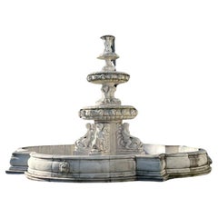 Monumental Hand-Carved Italian Marble Fountain, 5-Meter Diameter