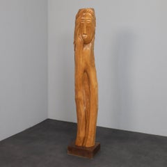 Monumental Hand-Carved Oak Sculpture, Belgium, 1970s