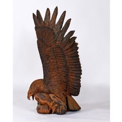 Monumental Hand-Carved Redwood Eagle with Serpent, American Folk Art, 1960's