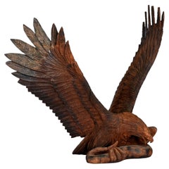 Monumental Hand-Carved Redwood Eagle with Serpent, American Folk Art, 1960's