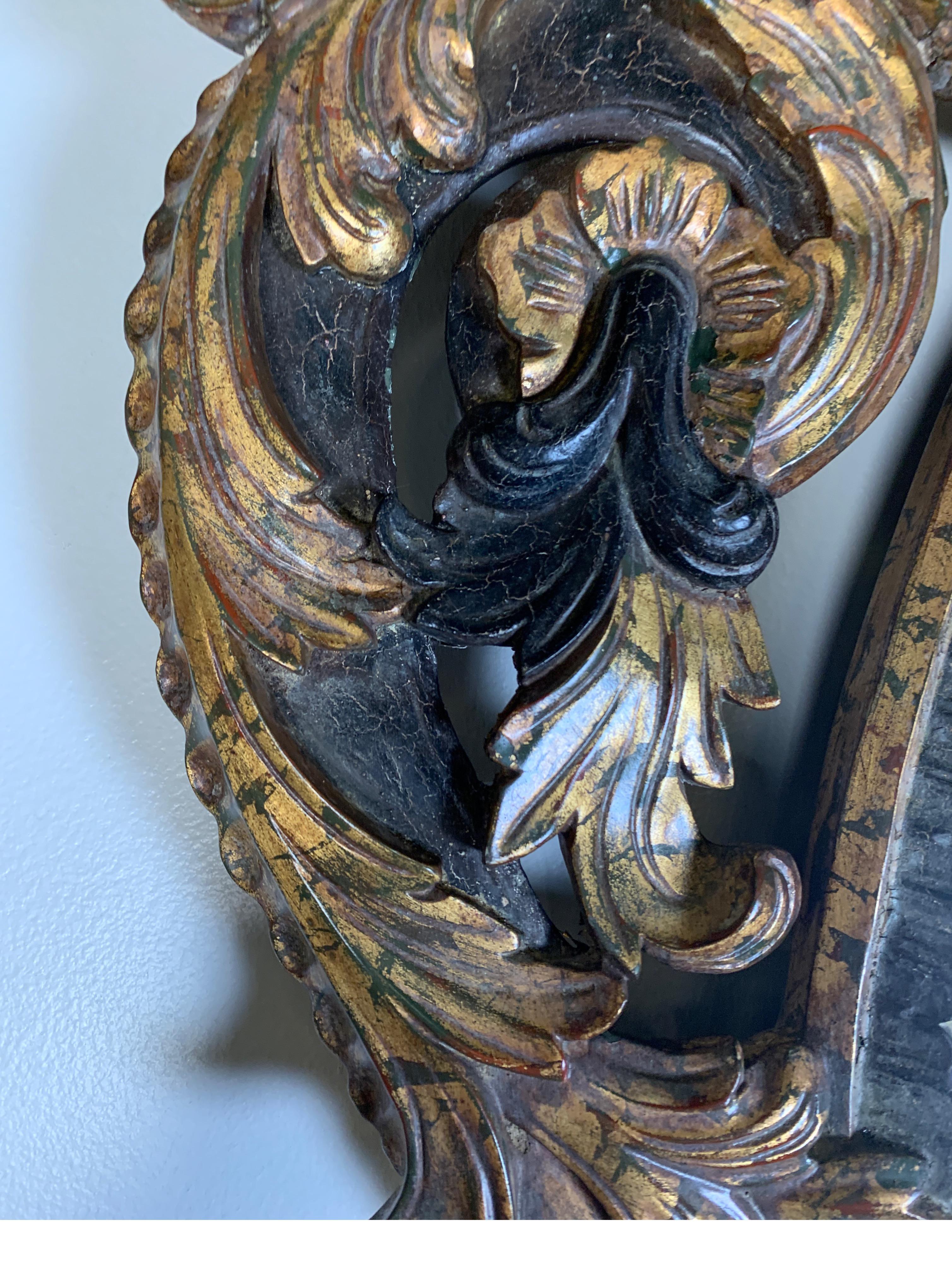 Monumental Hand Carved Wood Gilt and Painted Mirror 4