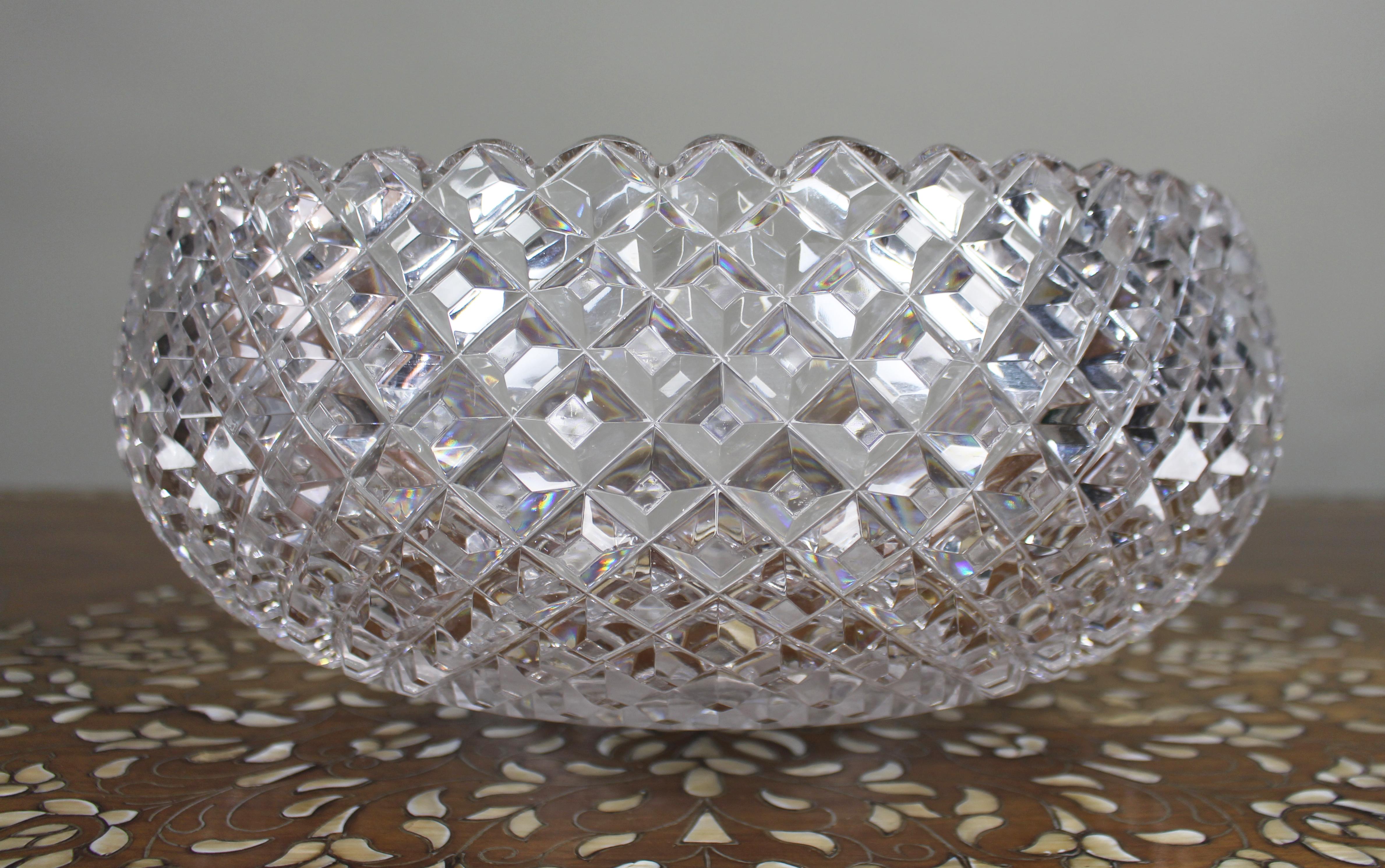 British Monumental Hand-Cut Crystal Centrepiece Bowl c.1935 For Sale