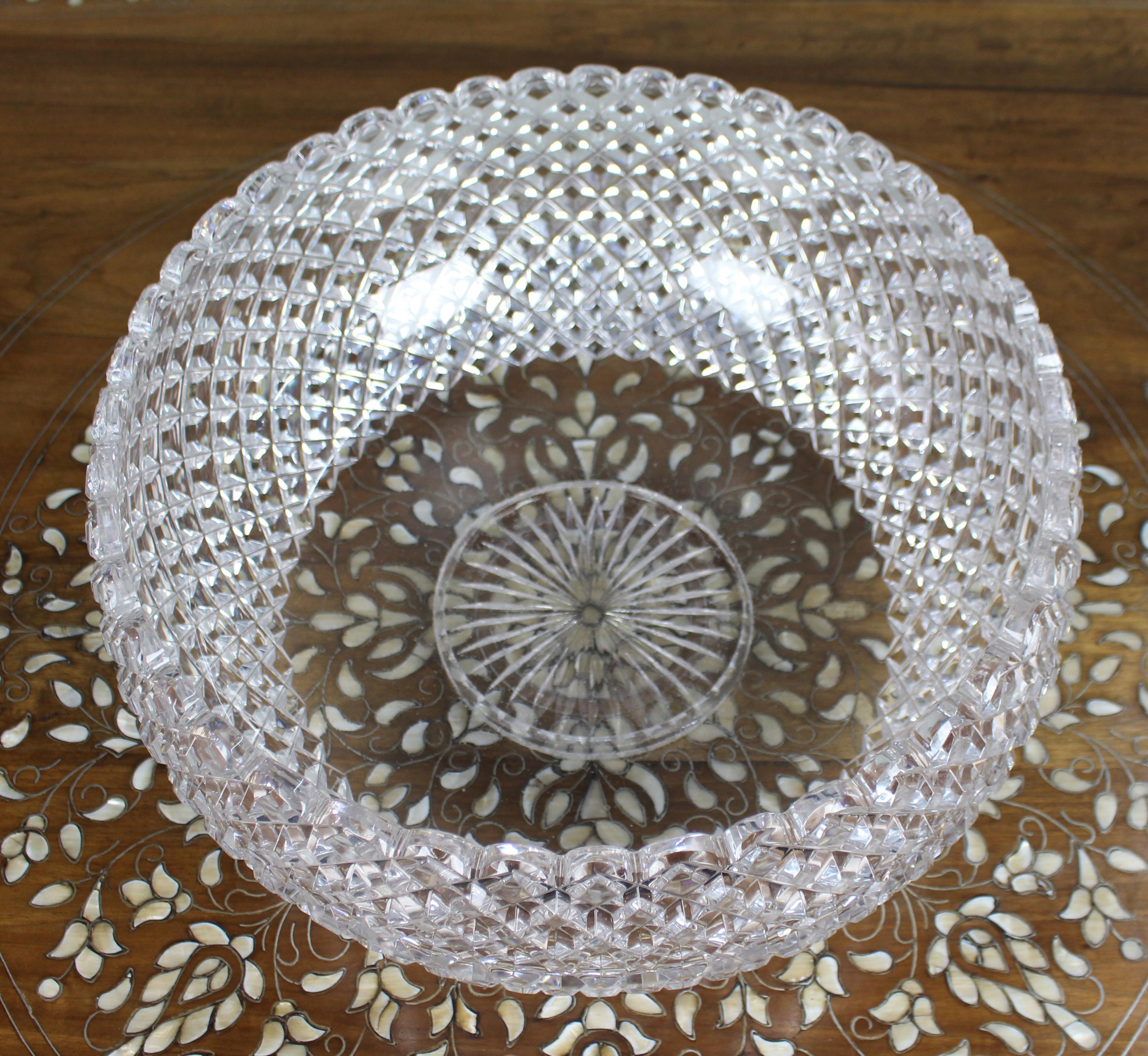 20th Century Monumental Hand-Cut Crystal Centrepiece Bowl c.1935 For Sale