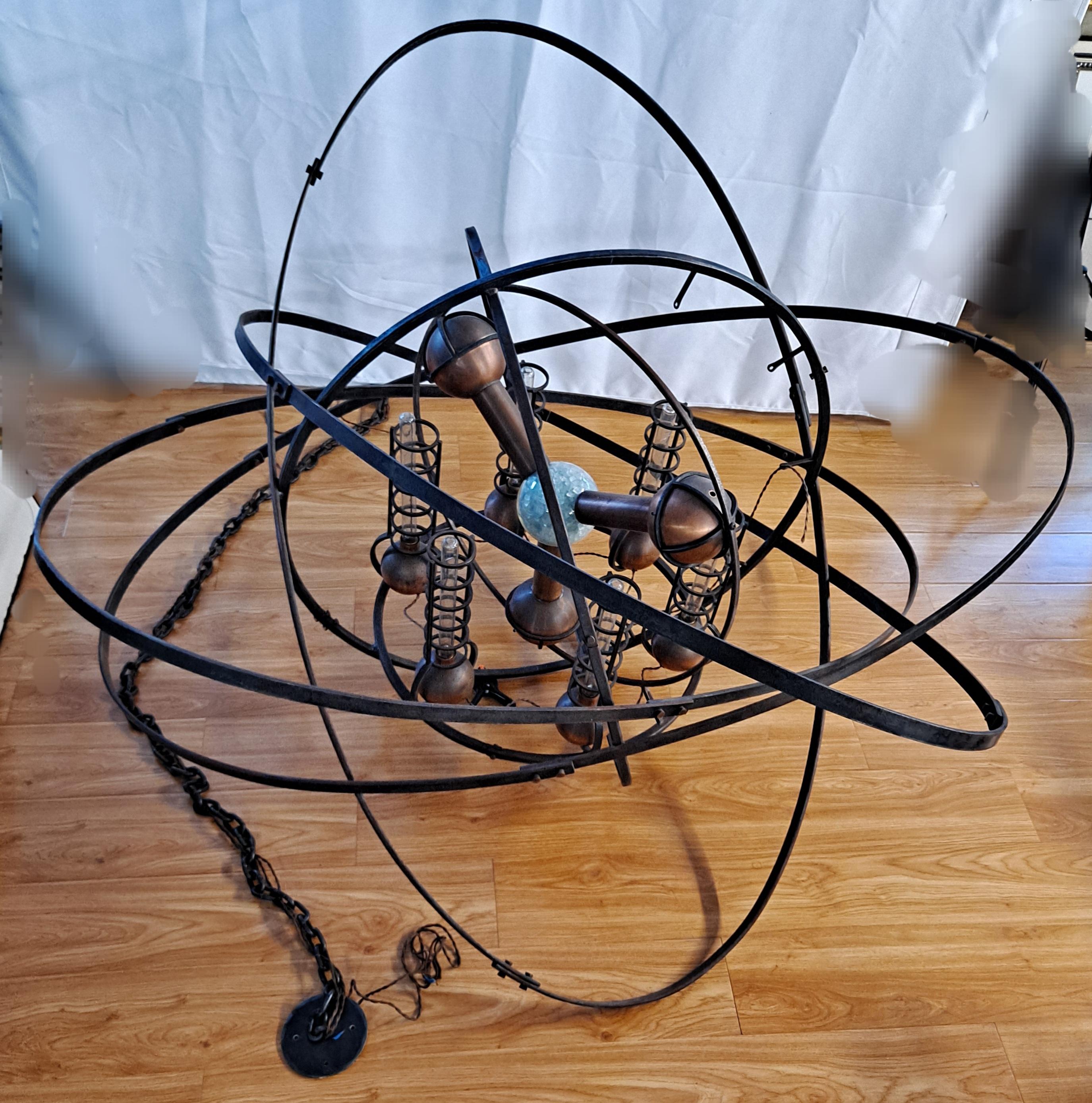 American Monumental Hand Forged Iron Chandelier by Jefferson Mack  For Sale