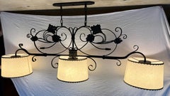 Monumental Hand-Forged Iron Kitchen or Billiard Chandelier by Paul Ferrante