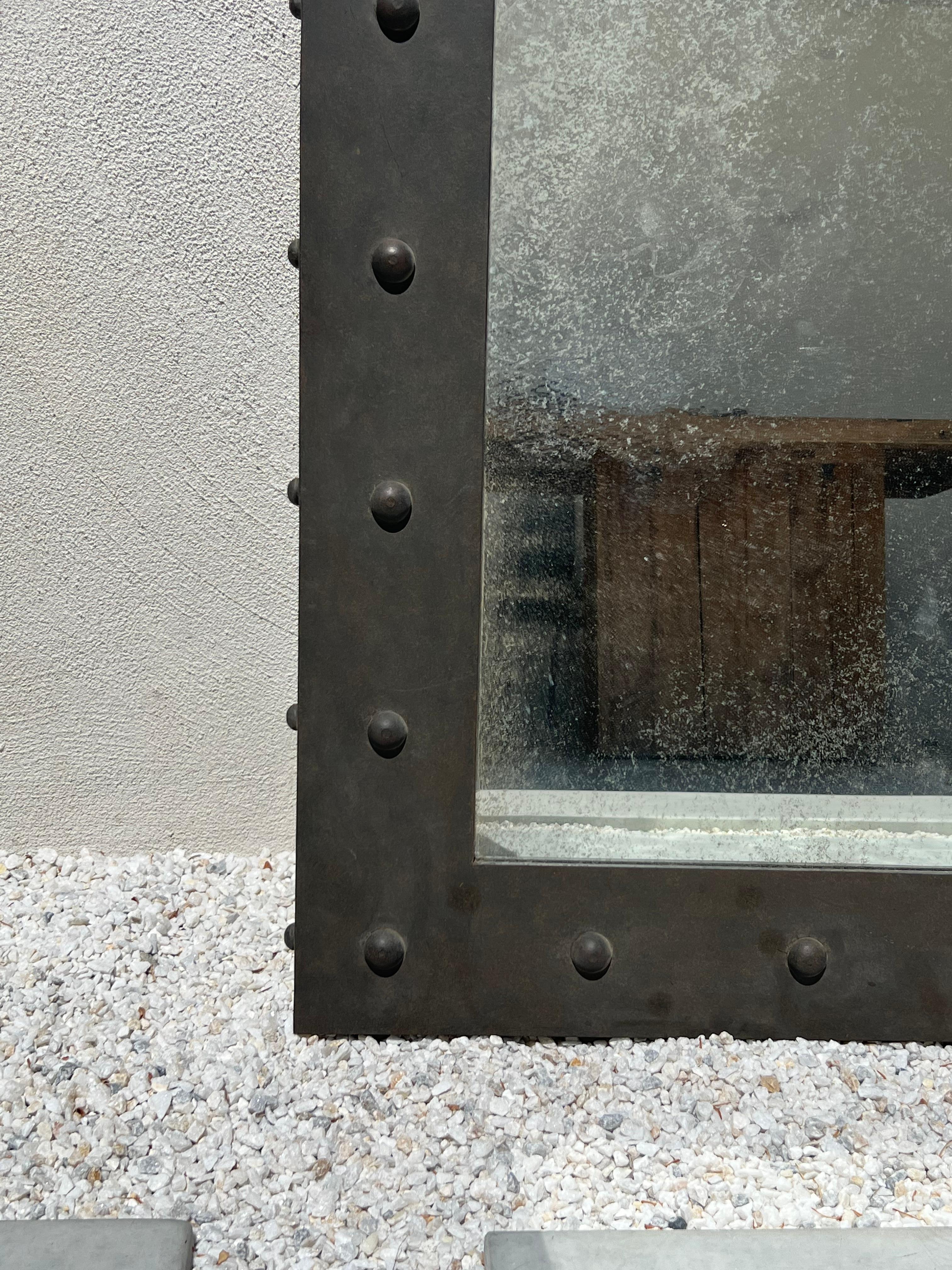 Monumental Spanish Revival hand-forged iron full-length body mirror 3