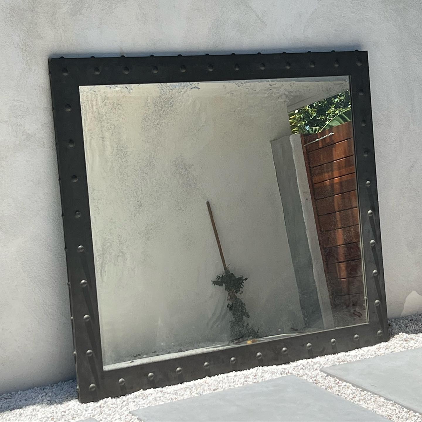 American Monumental Spanish Revival hand-forged iron full-length body mirror