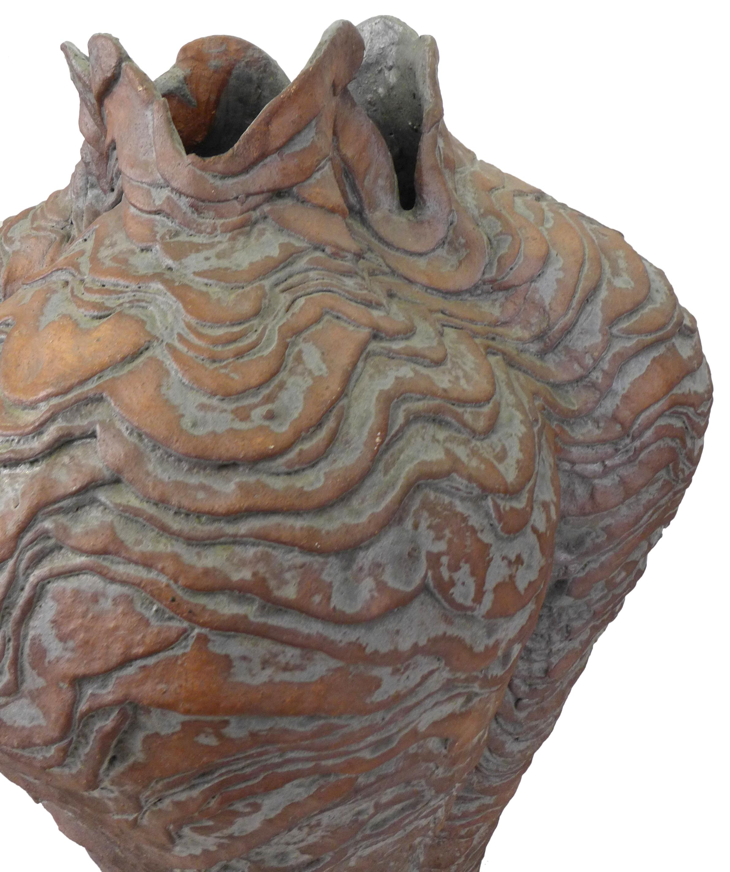 Modern Monumental Hand-Formed Undulating Studio Ceramic Vase or Vessel For Sale