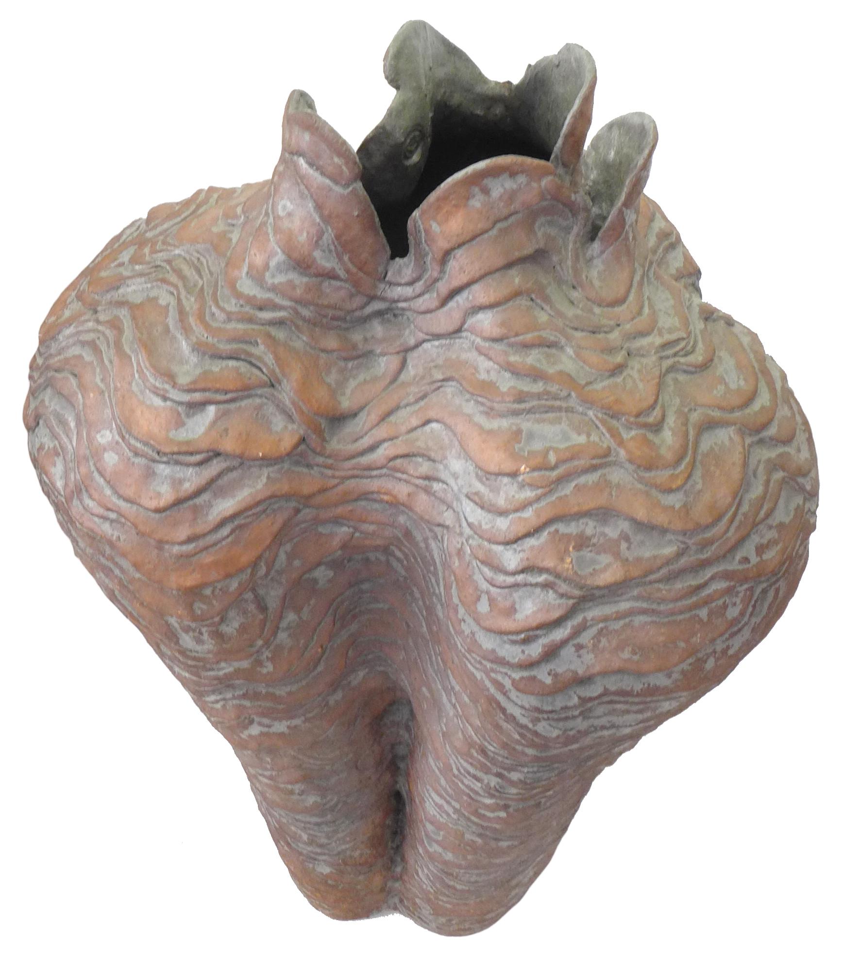 North American Monumental Hand-Formed Undulating Studio Ceramic Vase or Vessel For Sale