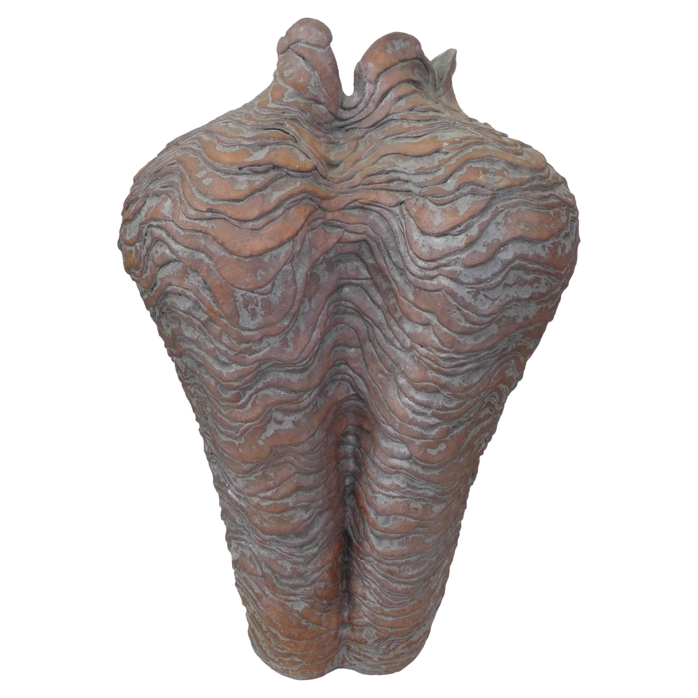Monumental Hand-Formed Undulating Studio Ceramic Vase or Vessel For Sale