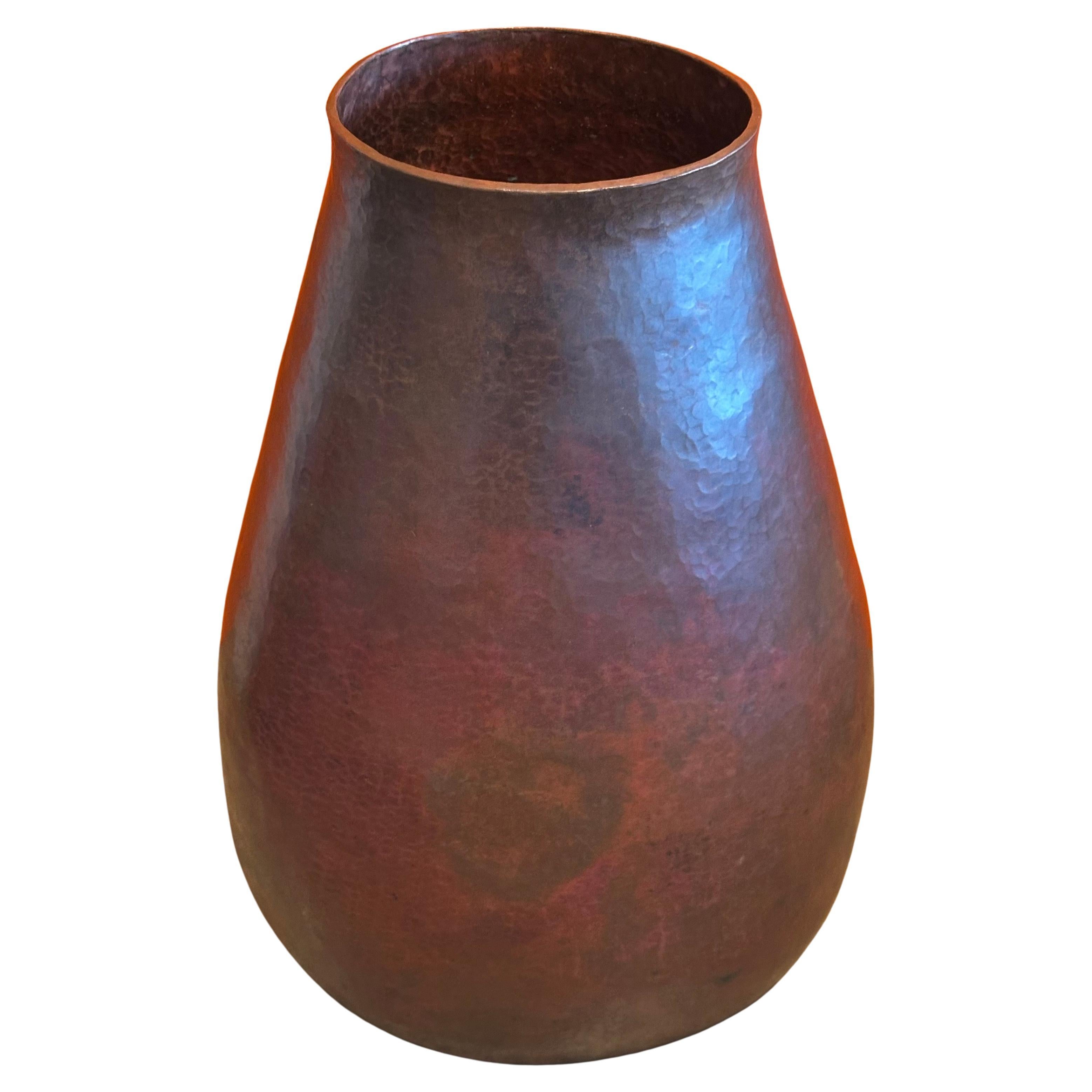 Monumental Hand-Hammered Copper Arts & Crafts Style Vessel by Marco Martinez