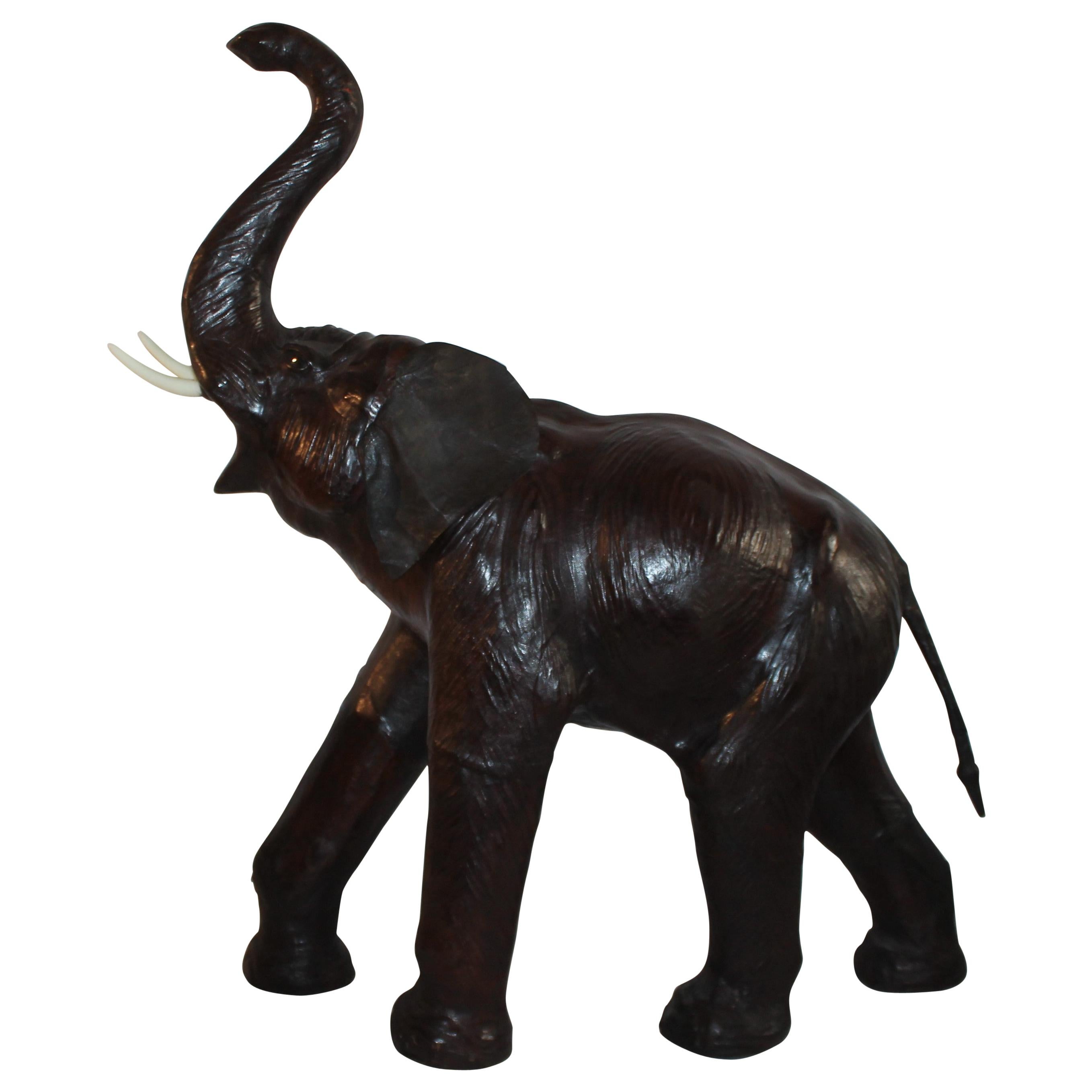 Monumental Hand Made Leather Elephant