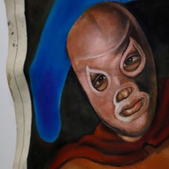 Monumental Hand-Painted Mexican Wrestling Movie Poster