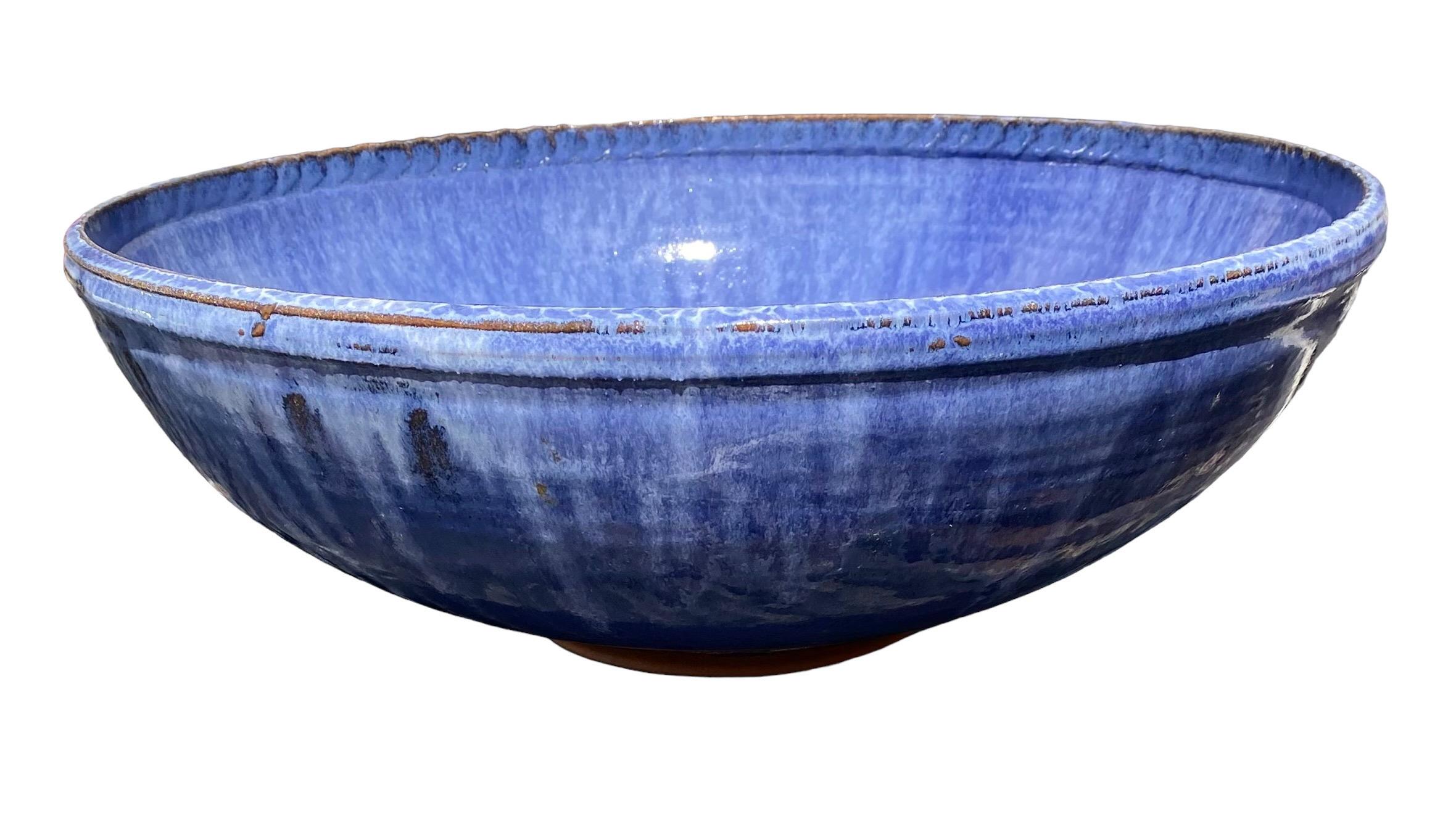 Modern Monumental Hand Thrown Glazed Terracotta Bowl Centerpiece  For Sale