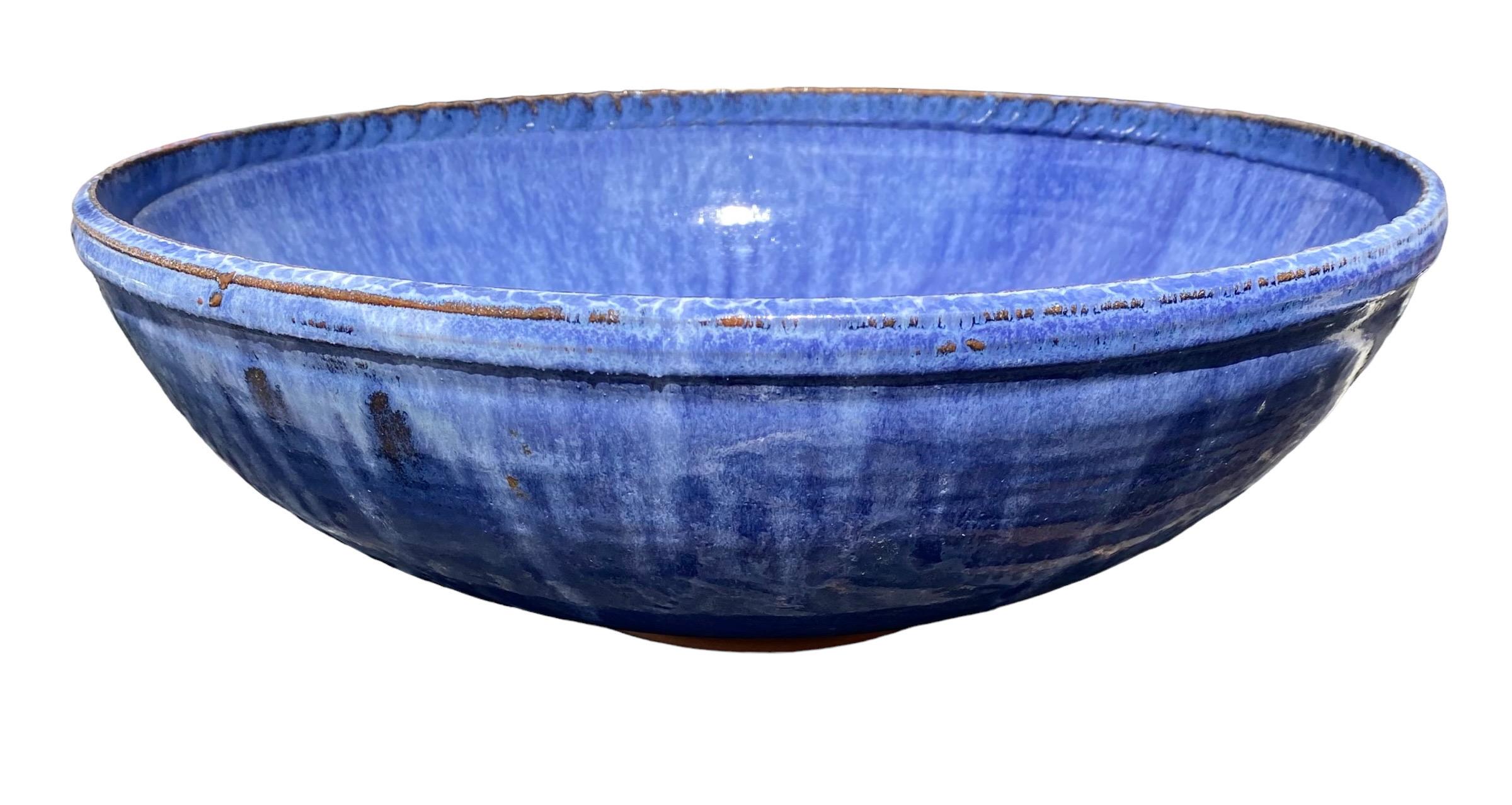 American Monumental Hand Thrown Glazed Terracotta Bowl Centerpiece  For Sale