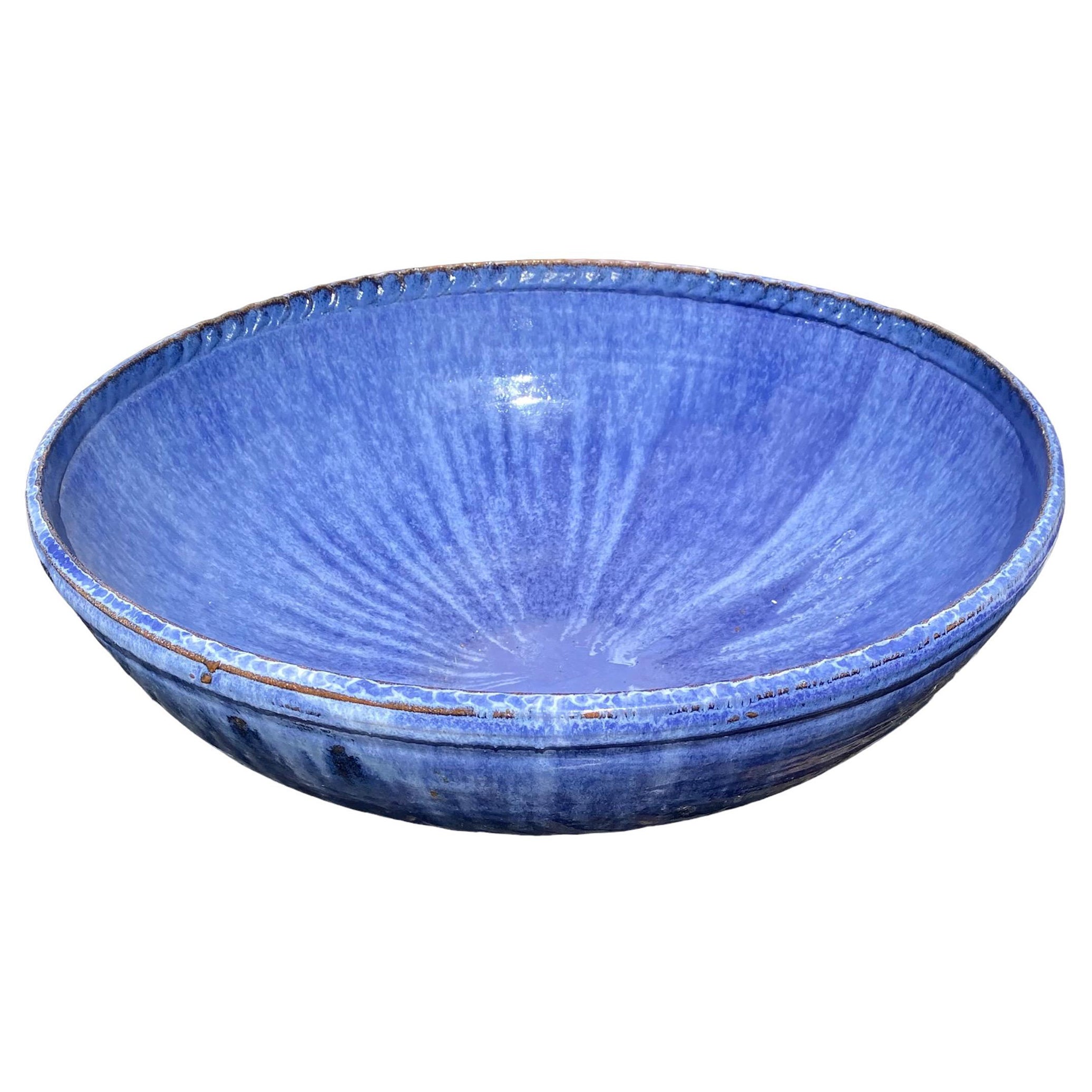 Monumental Hand Thrown Glazed Terracotta Bowl Centerpiece