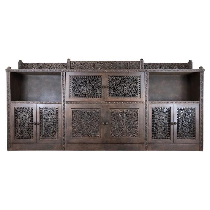 Monumental Handcarved Rosewood Shalimar Credenza by Gilani