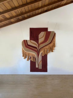 Monumental Handmade Fiber Art Tapestry by E. Farber for Tekima, c. 1970, Signed