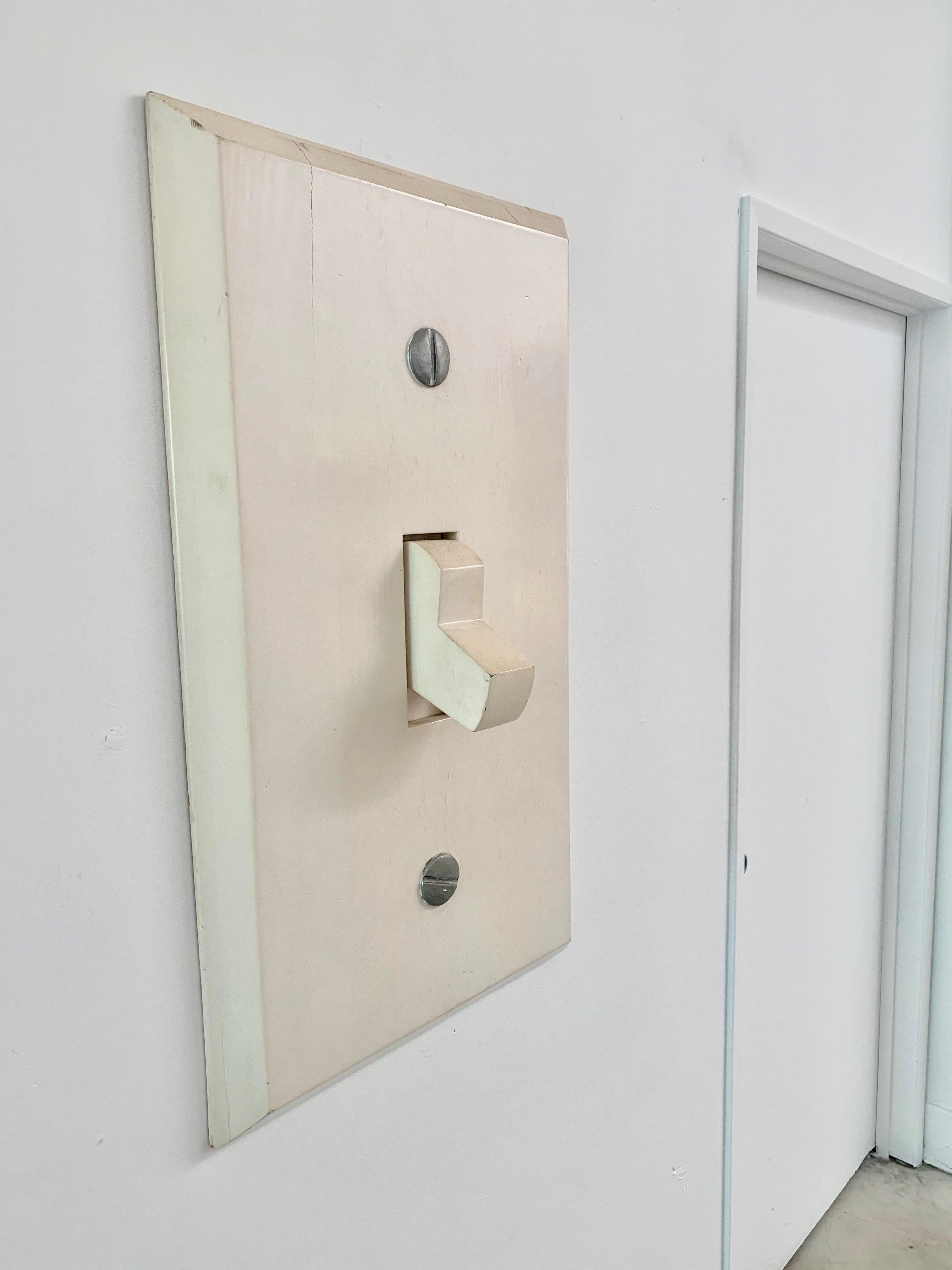 Massive handmade wood pop art light switch. Entire piece is made of wood. Super unique piece of pop art. Great vintage condition.