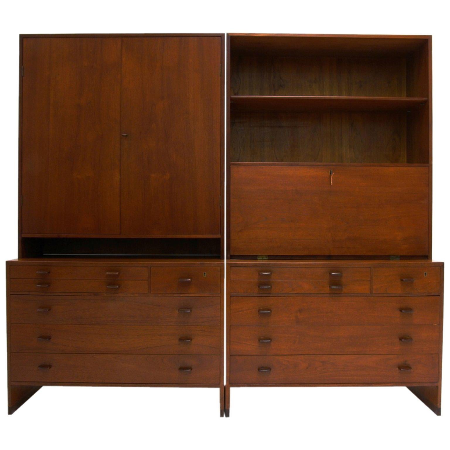 Monumental Hans J. Wegner for Ry Furniture Wall Unit with Chests and Secretary