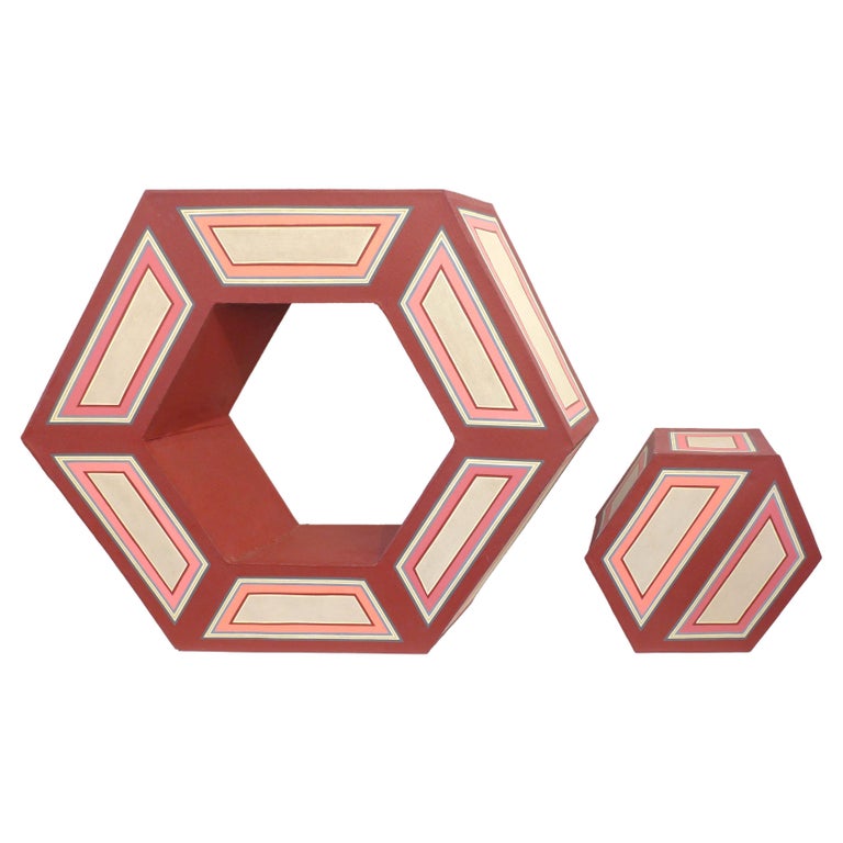 Monumental HardEdge TwoPiece Shaped Canvas Freestanding Painting