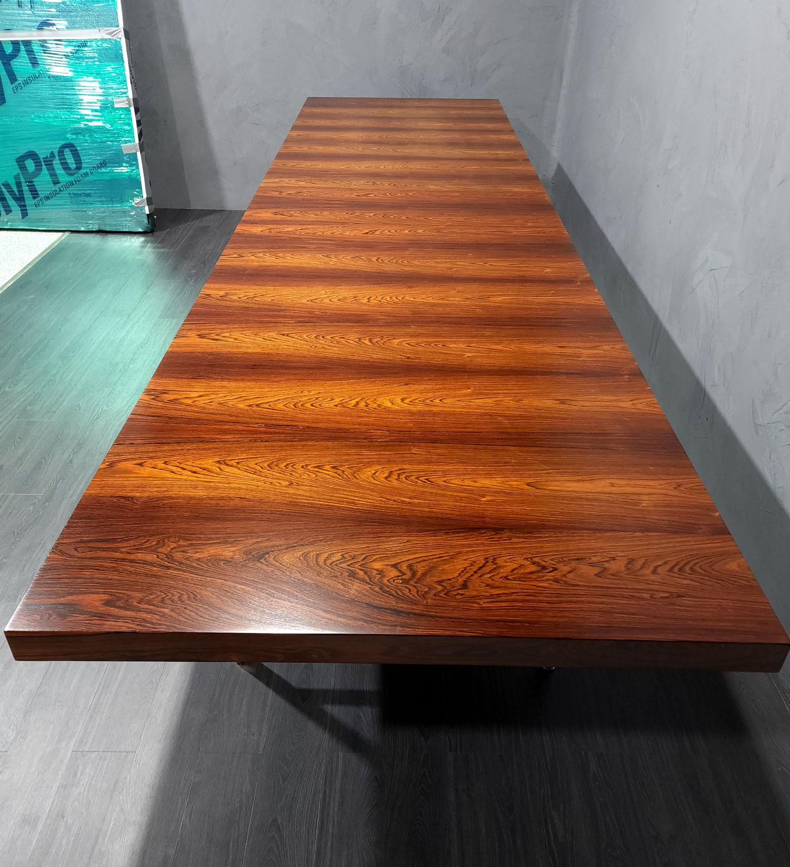 Brass Monumental Harvey Probber Brazilian Rosewood Dining Table For Sale