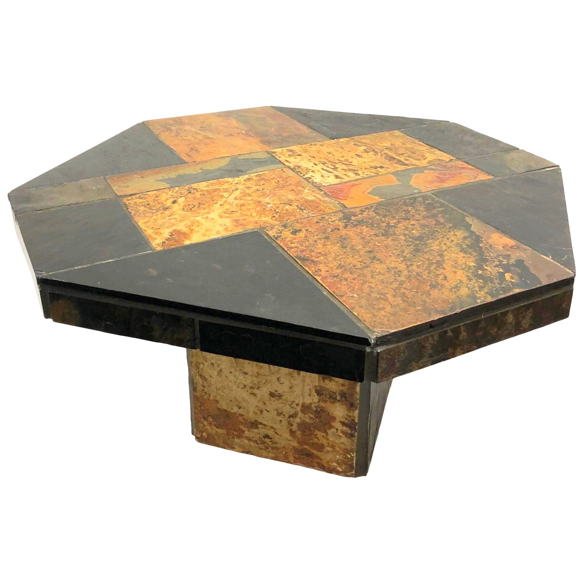 Monumental Heavy Coffee Table, Slate, Wood and Concrete, 1960s Dutch For Sale