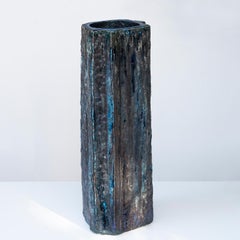 Monumental Helmut Schaeffenacker Blue Grey Black Vase, Germany, 1960s