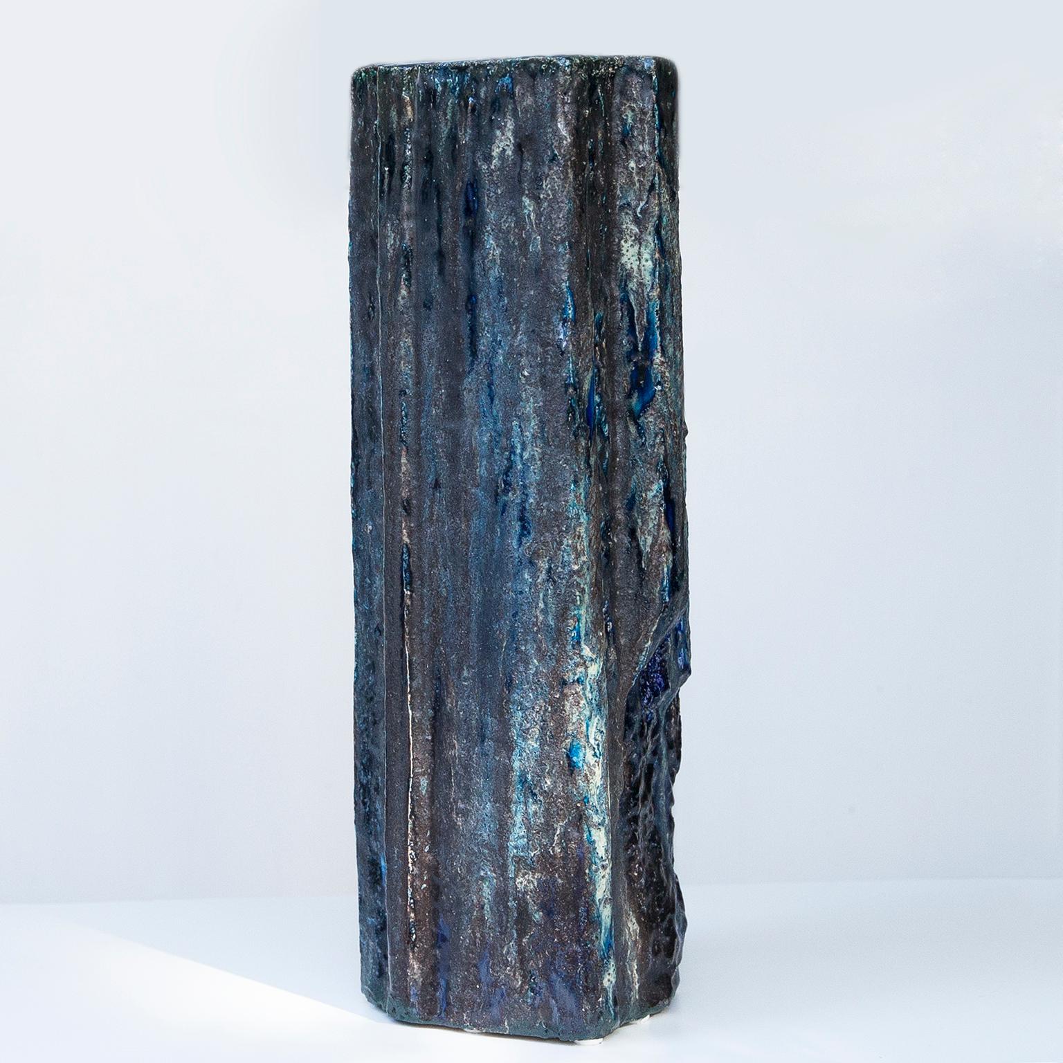 Mid-Century Modern Monumental Helmut Schaeffenacker Blue Grey Black Vase, Germany, 1960s