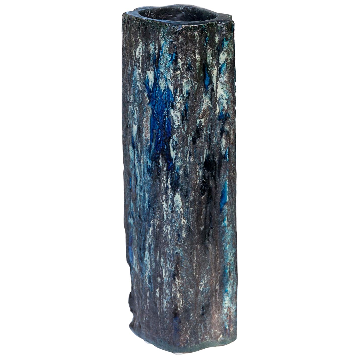Monumental Helmut Schaeffenacker Blue Grey Black Vase, Germany, 1960s
