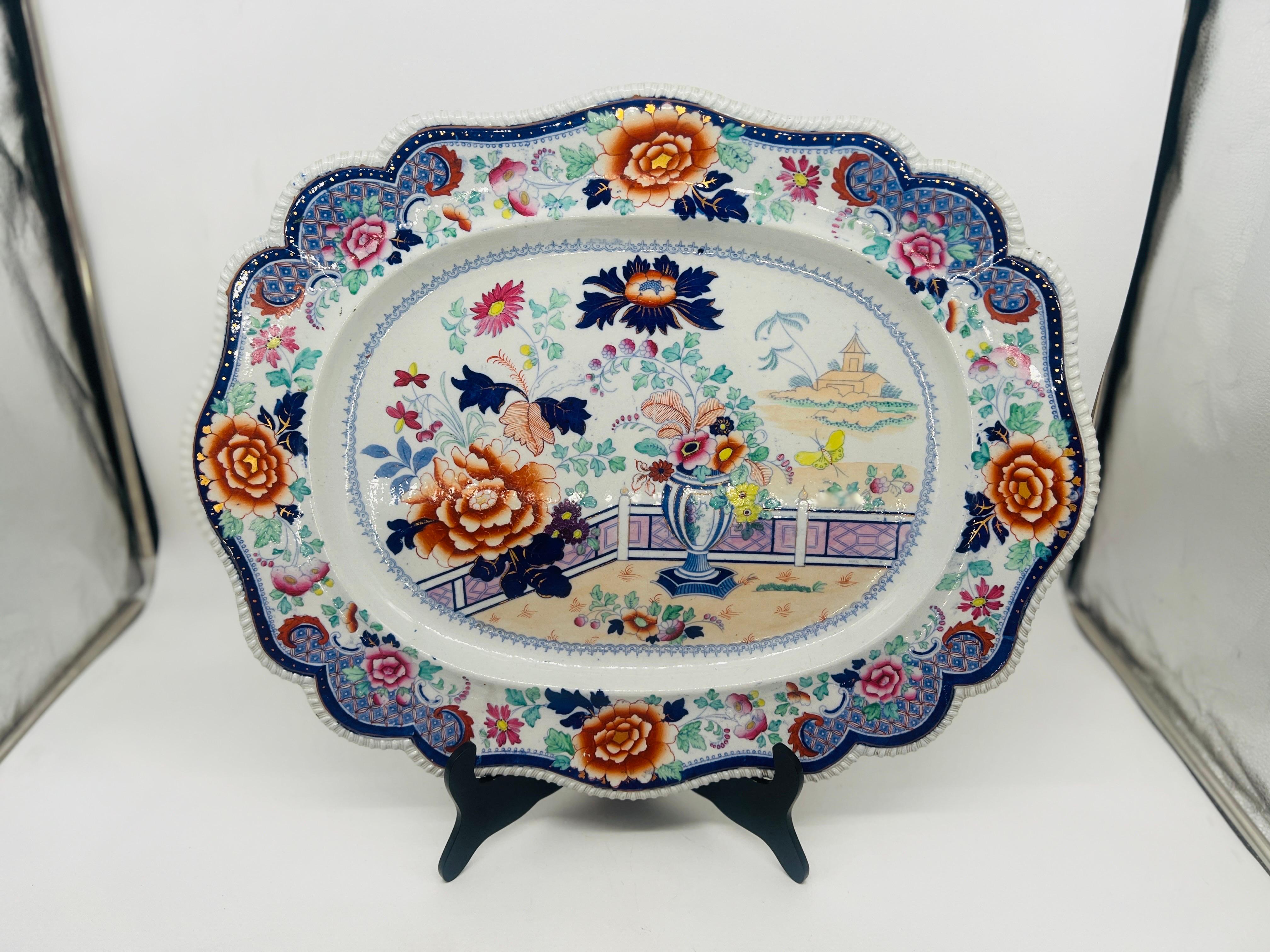 Monumental Hicks & Meigh English Ironstone Porcelain Platter, circa 1810
This Hicks & Meigh platter is very rare not only for its size and decoration, but the fact Hicks & Meigh was only active from 1804-1822. 
Originally sold by the famous