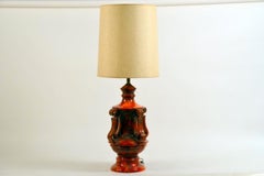 Monumental Hollywood Regency Glazed Ceramic Lamp