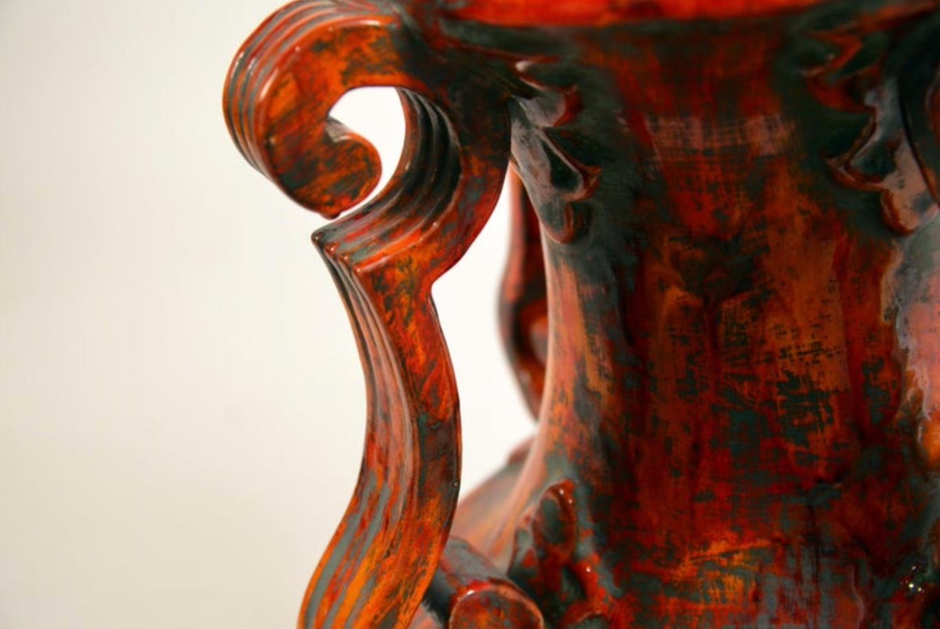 Monumentale Hollywood-Regency-Keramiklampe aus glasierter Keramik (amerikanisch) im Angebot