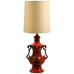 Monumental Hollywood Regency Glazed Ceramic Lamp