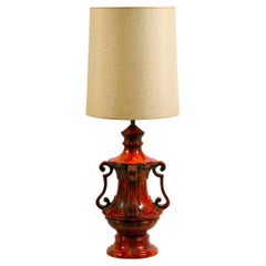 Monumental Hollywood Regency Glazed Ceramic Lamp