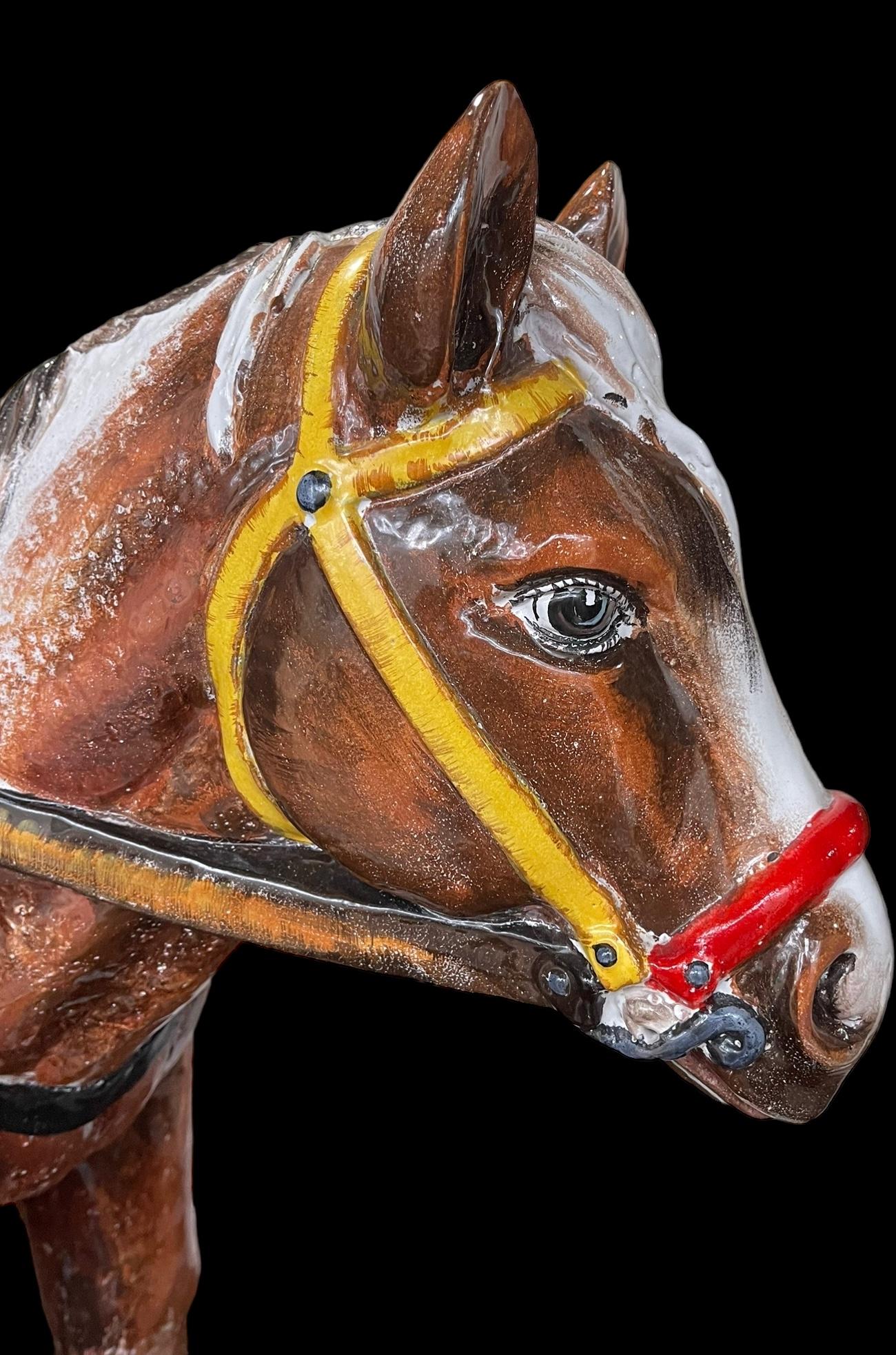 Monumental Figurilla de Caballo de Terracota Italiana de la Regencia de Hollywood - 38 Pulgadas Italiano en venta