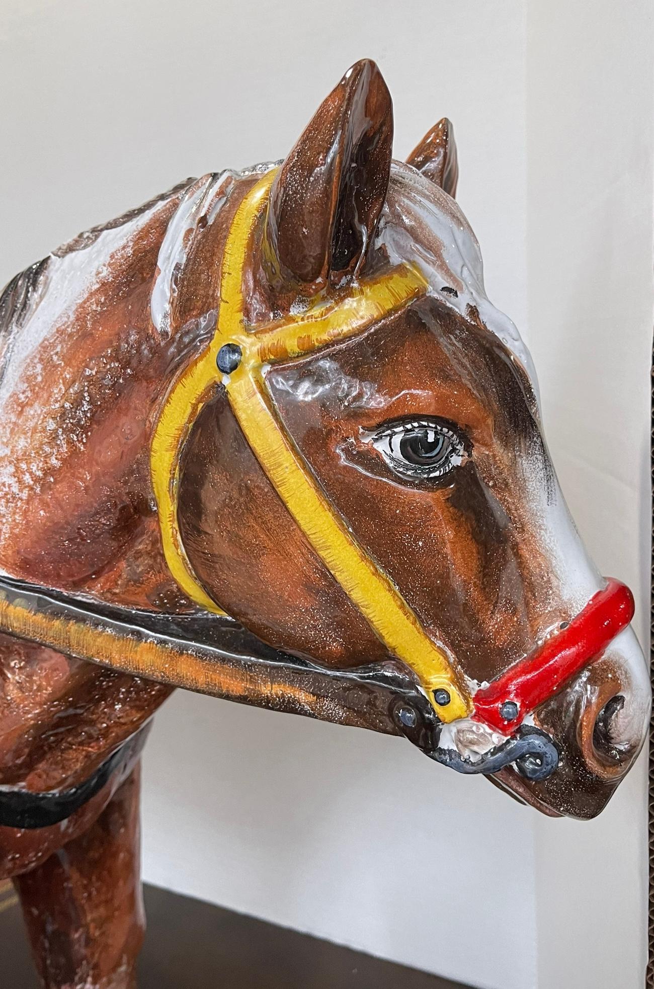 Monumental Hollywood Regency Italian Terracotta Horse Figurine - 38 Inches For Sale 3