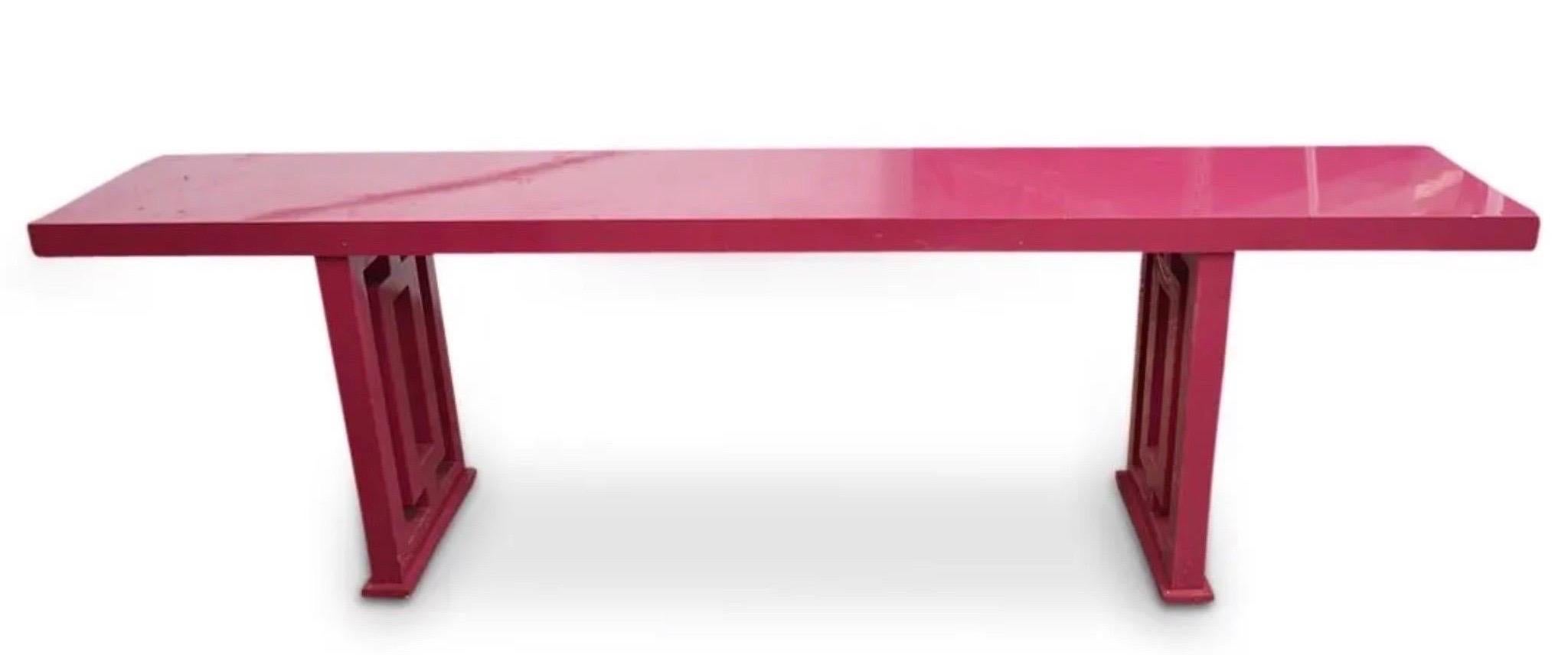 Mid-Century Modern Monumental Hollywood Regency Pink Lacquered Altar Table For Sale