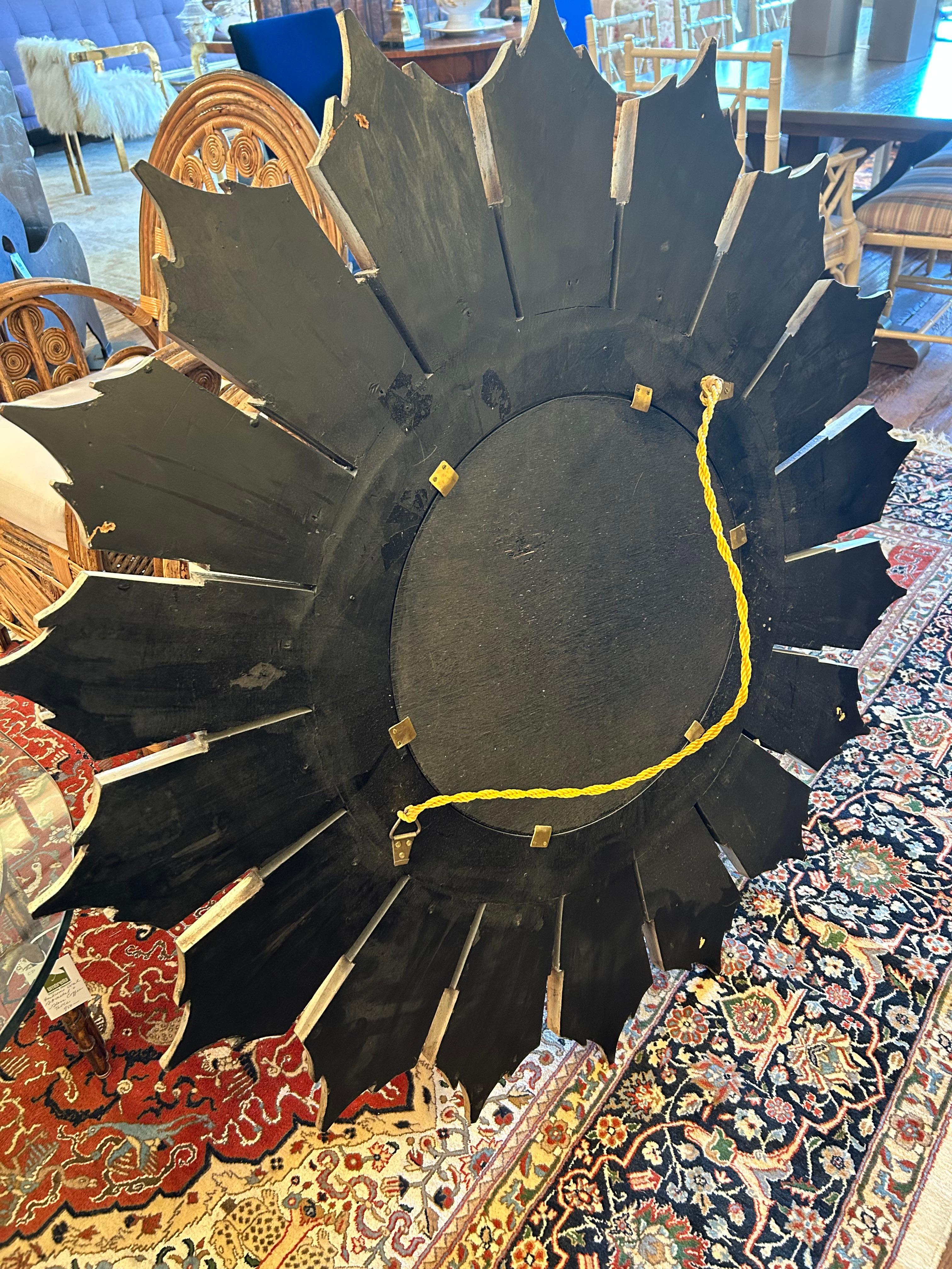 Monumental Hollywood Regency Silver & Gold Sunburst Mirror For Sale 5