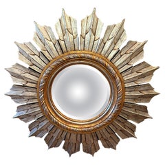 Monumental Hollywood Regency Silver & Gold Sunburst Mirror