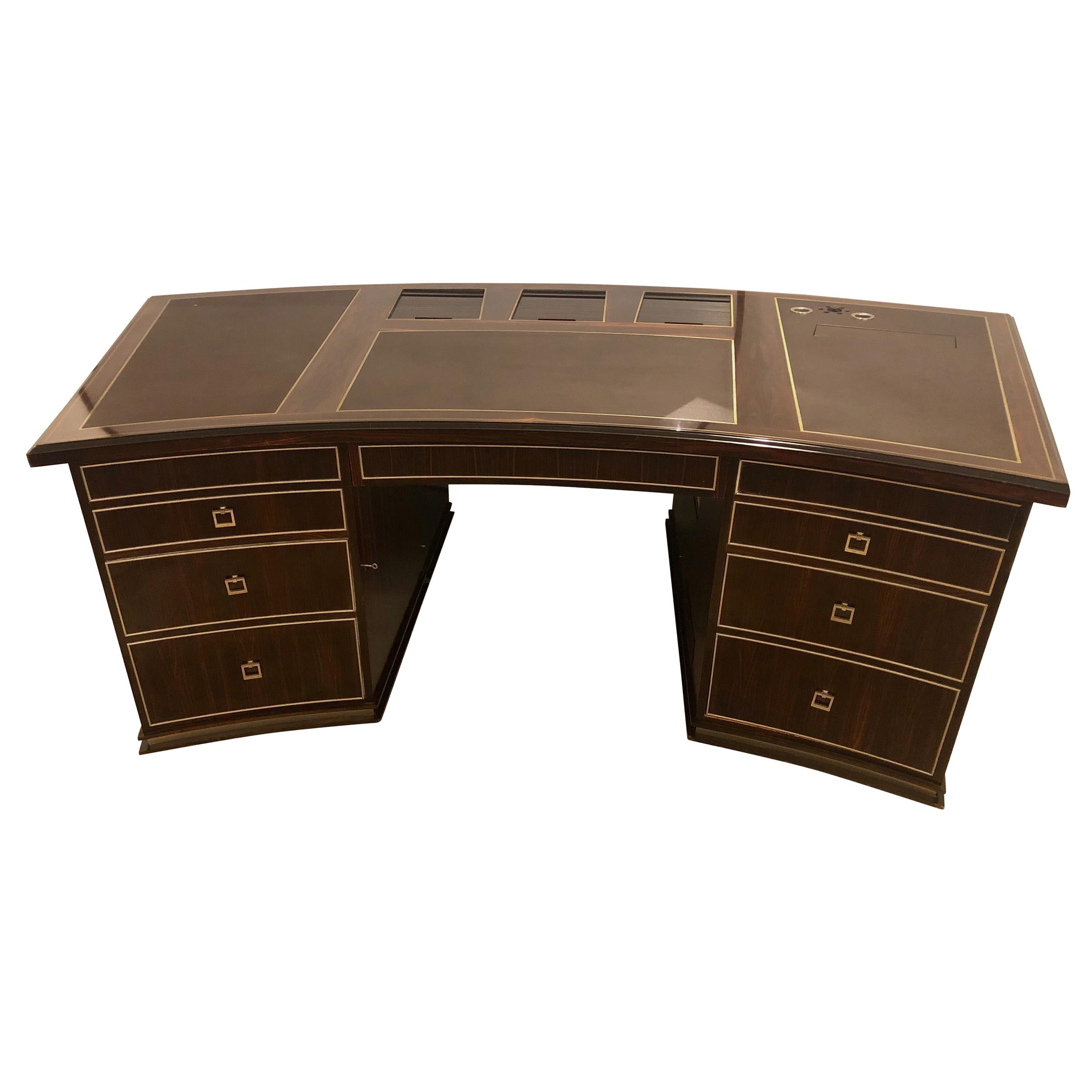 Monumental Hollywood Regency Style Executive's or Partners Desk in Rosewood