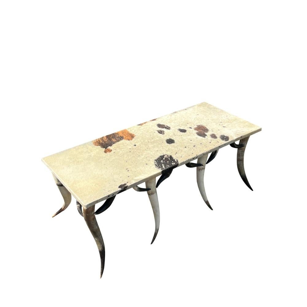 Table de salle à manger monumentale en corne et peau de vache dans le style Farmhouse Country Western en vente 4